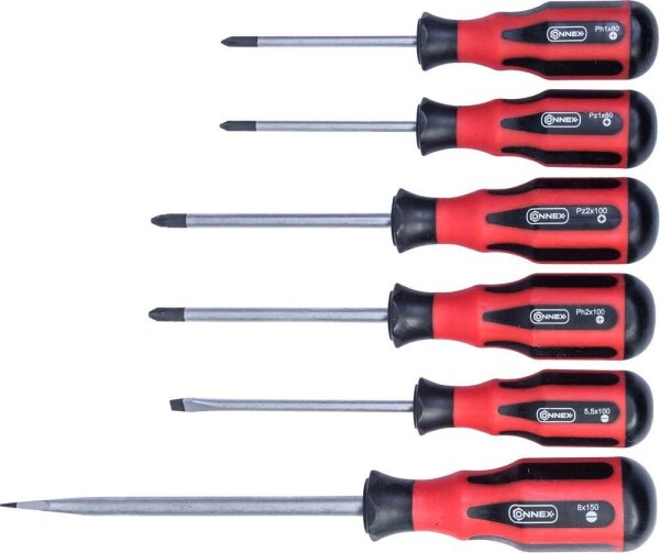 CONNEX Schraubendreher-Set SL, PH1, PH2, PZ1, PZ2 COX311208 6-tlg.
