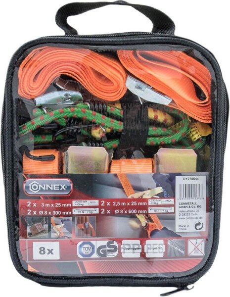 CONNEX Zurr- & Spanngurte-Set 8-teilig
