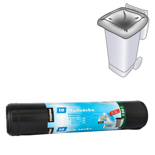 STARPAK Müllbeutel CleanUP 150,0 l schwarz 90,0 µm, 10 St.