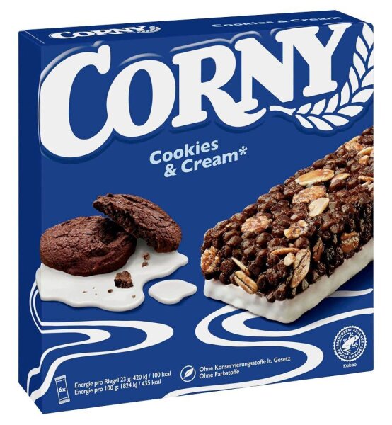 CORNY Cookies & Cream Müsliriegel 6 Riegel, 6 St.
