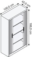 CP Omnispace Rollladenschrank lichtgrau 3 Fachböden...
