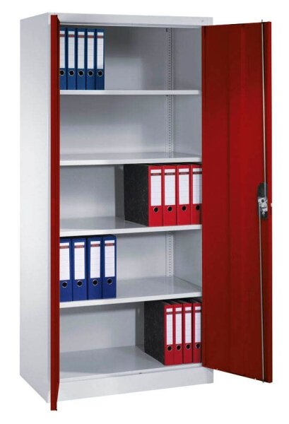 CP Stahlschrank C 2000 Acurado 9280-000 S10761 lichtgrau, rubinrot 4 Fachböden 93,0 x 50,0 x 195,0 cm, aufgebaut, 1 St.