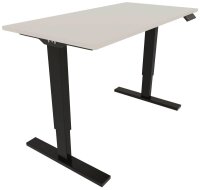 BISLEY E-StarterTech elektrisch höhenverstellbarer Schreibtisch lichtgrau rechteckig, T-Fuß-Gestell schwarz 120,0 x 60,0 cm