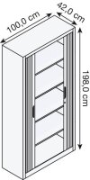 CP Omnispace Rollladenschrank silber 4 Fachböden...