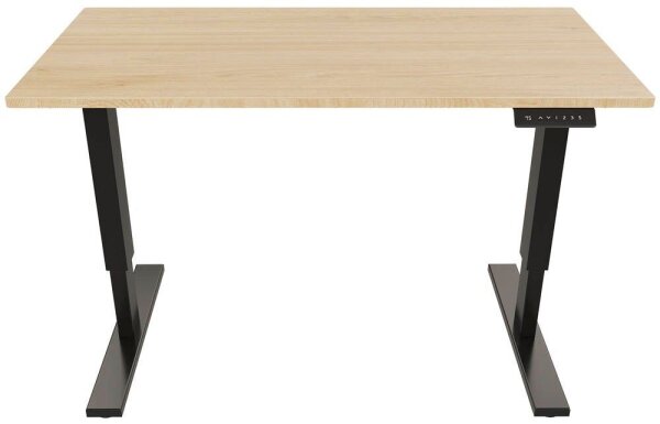 BISLEY E-StarterTech elektrisch höhenverstellbarer Schreibtisch kendal eiche rechteckig, T-Fuß-Gestell schwarz 120,0 x 60,0 cm