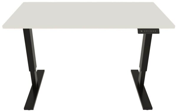 BISLEY E-StarterTech elektrisch höhenverstellbarer Schreibtisch weiß rechteckig, T-Fuß-Gestell schwarz 120,0 x 60,0 cm