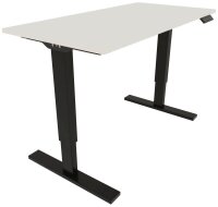 BISLEY E-StarterTech elektrisch höhenverstellbarer Schreibtisch weiß rechteckig, T-Fuß-Gestell schwarz 120,0 x 60,0 cm