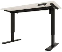 BISLEY E-StarterTech elektrisch höhenverstellbarer Schreibtisch weiß rechteckig, T-Fuß-Gestell schwarz 120,0 x 60,0 cm