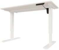 BISLEY E-StarterTech elektrisch höhenverstellbarer Schreibtisch lichtgrau rechteckig, T-Fuß-Gestell weiß 140,0 x 80,0 cm