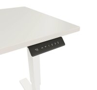 BISLEY E-StarterTech elektrisch höhenverstellbarer Schreibtisch lichtgrau rechteckig, T-Fuß-Gestell weiß 140,0 x 80,0 cm