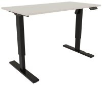 BISLEY E-StarterTech elektrisch höhenverstellbarer Schreibtisch lichtgrau rechteckig, T-Fuß-Gestell schwarz 160,0 x 60,0 cm