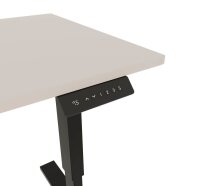 BISLEY E-StarterTech elektrisch höhenverstellbarer Schreibtisch lichtgrau rechteckig, T-Fuß-Gestell schwarz 160,0 x 60,0 cm