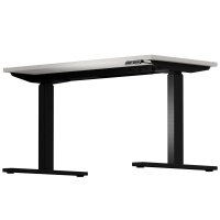 BISLEY E-WonderTech elektrisch höhenverstellbarer Schreibtisch lichtgrau rechteckig, T-Fuß-Gestell schwarz 120,0 x 60,0 cm