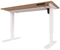 BISLEY E-StarterTech elektrisch höhenverstellbarer Schreibtisch lincoln walnuss rechteckig, T-Fuß-Gestell weiß 140,0 x 60,0 cm