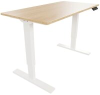 BISLEY E-StarterTech elektrisch höhenverstellbarer Schreibtisch kendal eiche rechteckig, T-Fuß-Gestell weiß 140,0 x 80,0 cm