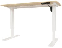 BISLEY E-StarterTech elektrisch höhenverstellbarer Schreibtisch kendal eiche rechteckig, T-Fuß-Gestell weiß 140,0 x 80,0 cm