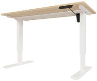 BISLEY E-StarterTech elektrisch höhenverstellbarer Schreibtisch kendal eiche rechteckig, T-Fuß-Gestell weiß 140,0 x 80,0 cm