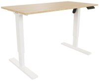 BISLEY E-StarterTech elektrisch höhenverstellbarer Schreibtisch kendal eiche rechteckig, T-Fuß-Gestell weiß 140,0 x 80,0 cm