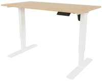 BISLEY E-StarterTech elektrisch höhenverstellbarer Schreibtisch kendal eiche rechteckig, T-Fuß-Gestell weiß 140,0 x 80,0 cm