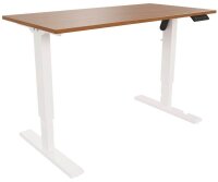 BISLEY E-StarterTech elektrisch höhenverstellbarer Schreibtisch lincoln walnuss rechteckig, T-Fuß-Gestell weiß 140,0 x 80,0 cm