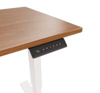 BISLEY E-StarterTech elektrisch höhenverstellbarer Schreibtisch lincoln walnuss rechteckig, T-Fuß-Gestell weiß 140,0 x 80,0 cm