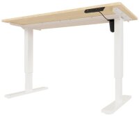 BISLEY E-StarterTech elektrisch höhenverstellbarer Schreibtisch ahorn rechteckig, T-Fuß-Gestell weiß 140,0 x 80,0 cm