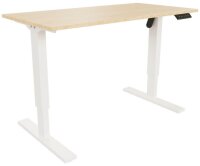 BISLEY E-StarterTech elektrisch höhenverstellbarer Schreibtisch ahorn rechteckig, T-Fuß-Gestell weiß 140,0 x 80,0 cm