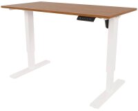 BISLEY E-StarterTech elektrisch höhenverstellbarer Schreibtisch lincoln walnuss rechteckig, T-Fuß-Gestell weiß 160,0 x 60,0 cm