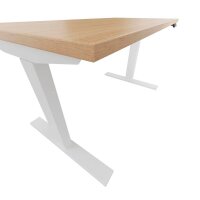 BISLEY E-WonderTech elektrisch höhenverstellbarer Schreibtisch kendal eiche rechteckig, T-Fuß-Gestell weiß 160,0 x 80,0 cm