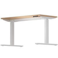 BISLEY E-WonderTech elektrisch höhenverstellbarer Schreibtisch kendal eiche rechteckig, T-Fuß-Gestell weiß 160,0 x 80,0 cm