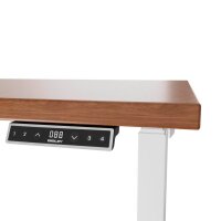 BISLEY E-WonderTech elektrisch höhenverstellbarer Schreibtisch lincoln walnuss rechteckig, T-Fuß-Gestell weiß 120,0 x 60,0 cm