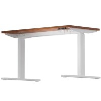 BISLEY E-WonderTech elektrisch höhenverstellbarer Schreibtisch lincoln walnuss rechteckig, T-Fuß-Gestell weiß 120,0 x 60,0 cm