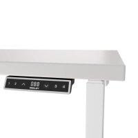 BISLEY E-WonderTech elektrisch höhenverstellbarer Schreibtisch lichtgrau rechteckig, T-Fuß-Gestell weiß 120,0 x 60,0 cm