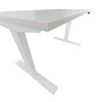 BISLEY E-WonderTech elektrisch höhenverstellbarer Schreibtisch lichtgrau rechteckig, T-Fuß-Gestell weiß 120,0 x 60,0 cm
