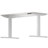 BISLEY E-WonderTech elektrisch höhenverstellbarer Schreibtisch lichtgrau rechteckig, T-Fuß-Gestell weiß 120,0 x 60,0 cm