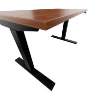 BISLEY E-WonderTech elektrisch höhenverstellbarer Schreibtisch lincoln walnuss rechteckig, T-Fuß-Gestell schwarz 120,0 x 60,0 cm