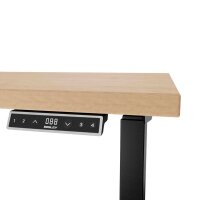 BISLEY E-WonderTech elektrisch höhenverstellbarer Schreibtisch ahorn rechteckig, T-Fuß-Gestell schwarz 120,0 x 60,0 cm