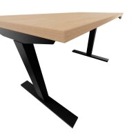 BISLEY E-WonderTech elektrisch höhenverstellbarer Schreibtisch ahorn rechteckig, T-Fuß-Gestell schwarz 120,0 x 60,0 cm