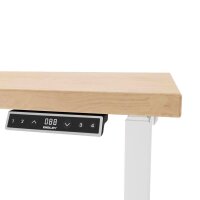 BISLEY E-WonderTech elektrisch höhenverstellbarer Schreibtisch ahorn rechteckig, T-Fuß-Gestell weiß 120,0 x 60,0 cm
