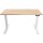BISLEY E-WonderTech elektrisch höhenverstellbarer Schreibtisch ahorn rechteckig, T-Fuß-Gestell weiß 120,0 x 60,0 cm