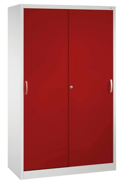 CP Schiebetürenschrank C 2000 Acurado, 2040-00 S10169 lichtgrau, rubinrot 4 Fachböden 120,0 x 40,0 x 195,0 cm
