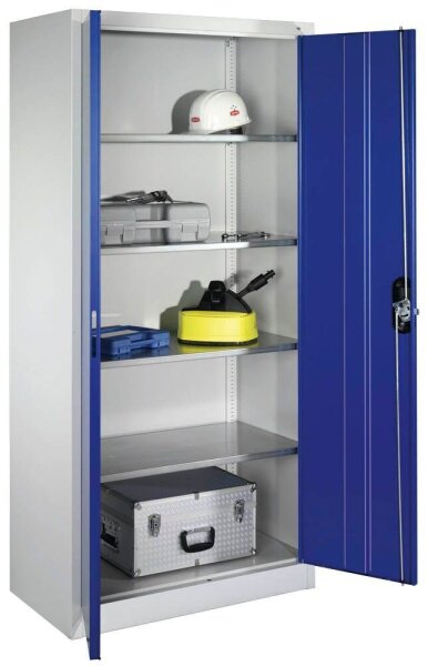 CP Stahlschrank 08921-00 S10109 lichtgrau, enzianblau 4 Fachböden 93,0 x 50,0 x 195,0 cm, aufgebaut, 1 St.