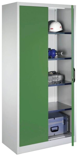 CP Stahlschrank 08921-00 S10116 lichtgrau, rededagrün 4 Fachböden 93,0 x 50,0 x 195,0 cm, aufgebaut, 1 St.