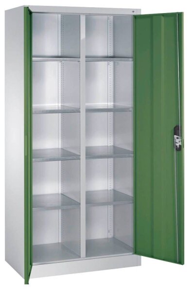 CP Stahlschrank 8921-311 S10197 lichtgrau, rededagrün 4 Fachböden 93,0 x 50,0 x 195,0 cm, aufgebaut, 1 St.