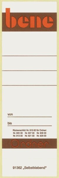 bene Ordneretiketten weiß für 8,0 cm Rückenbreite, 10 St.