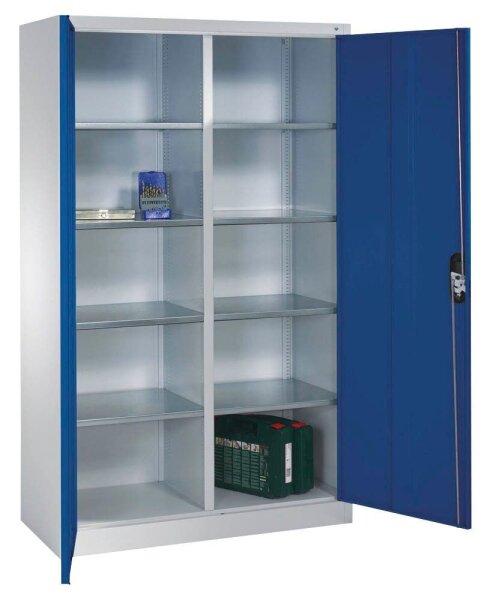 CP Stahlschrank 8931-311 S10123 lichtgrau, enzianblau 4 Fachböden 120,0 x 50,0 x 195,0 cm, aufgebaut, 1 St.