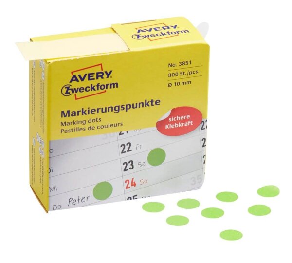 AVERY Zweckform Klebepunkte 3851 grün Ø 10,0 mm, 800 St.