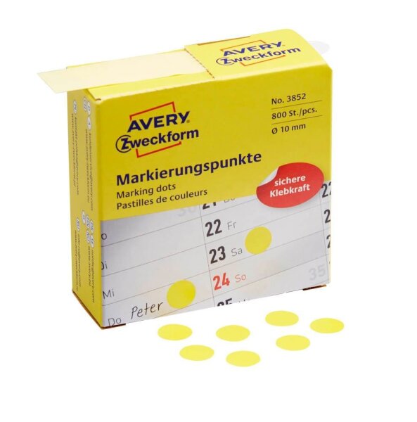 AVERY Zweckform Klebepunkte 3852 gelb Ø 10,0 mm, 800 St.