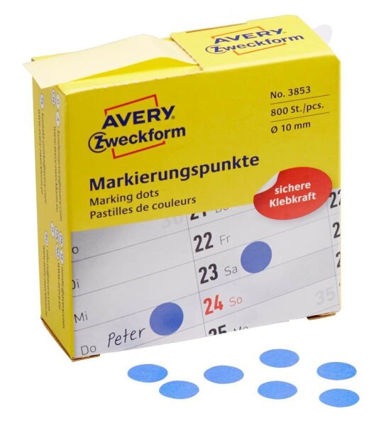 AVERY Zweckform Klebepunkte 3853 blau Ø 10,0 mm, 800 St.