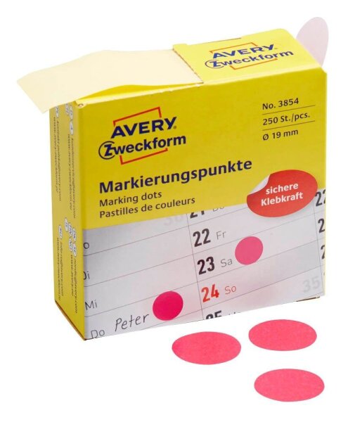 AVERY Zweckform Klebepunkte 3854 magenta Ø 19,0 mm, 250 St.